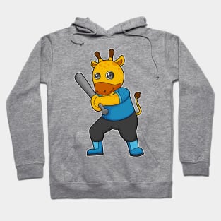 Giraffe at Baseball with Baseball bat Hoodie